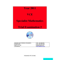 2011 VCE Specialist Mathematics Trial Examination 2